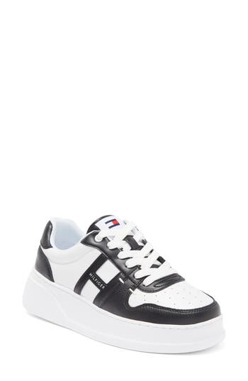 Tommy Hilfiger Platform Sneaker In White/black
