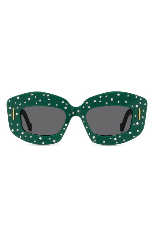 Loewe Anagram 49mm Rectangular Sunglasses In Green/gray Solid
