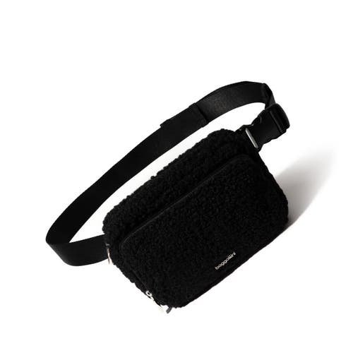 Shop Baggallini Modern Belt Bag Sling In Black Faux Shearling