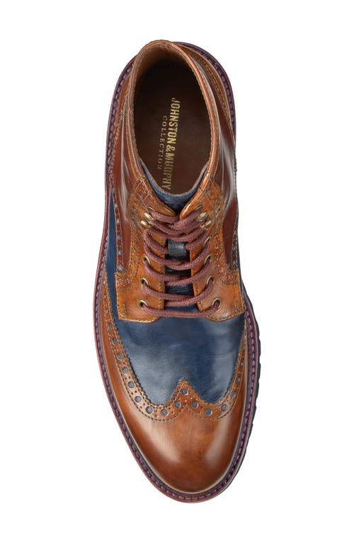 Johnston & Murphy Dudley Wingtip Lug Boot In Tan Multi Calfskin