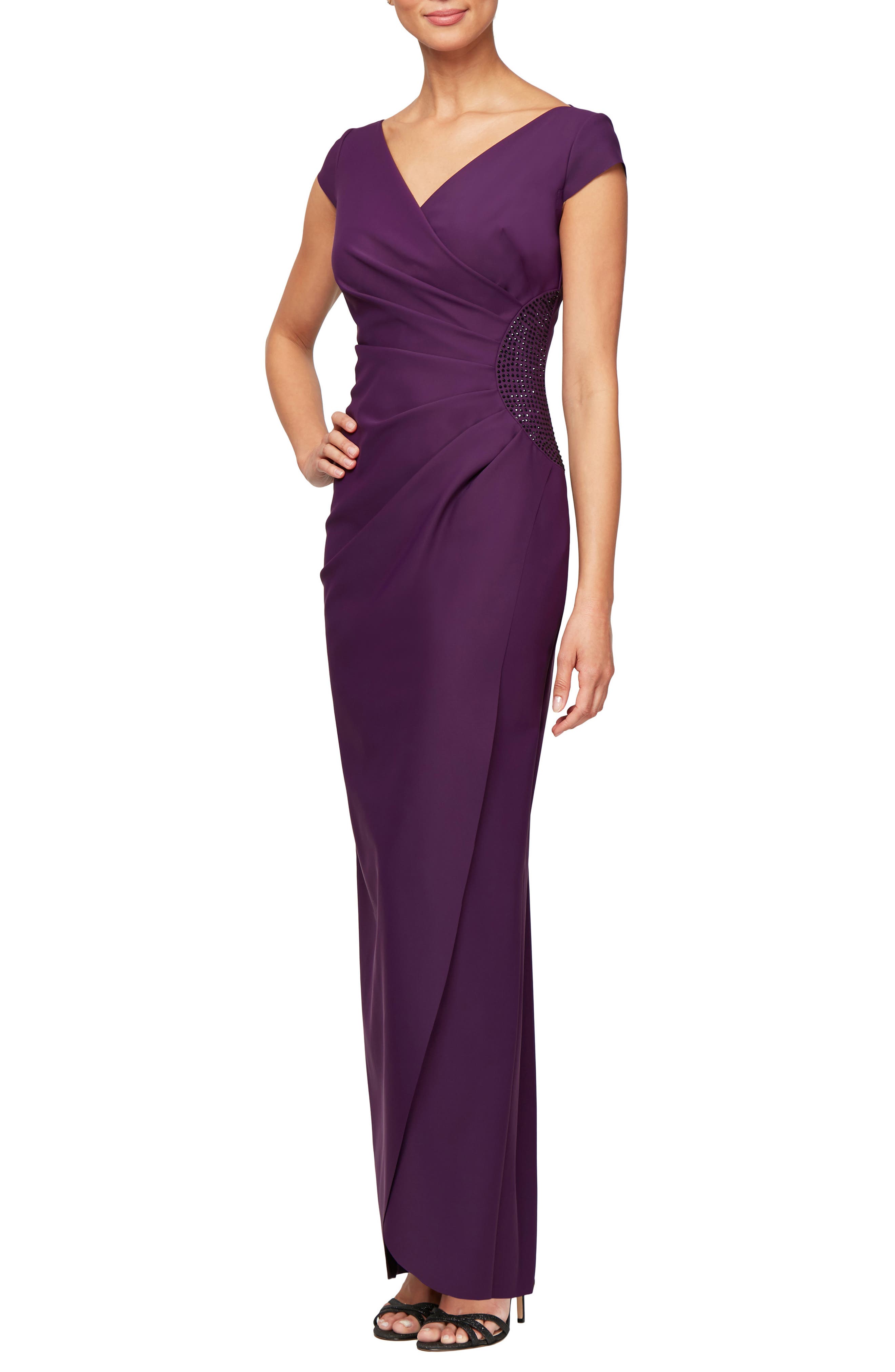 alex evenings purple dress