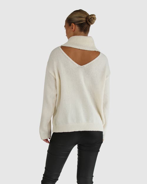 Belle & Bloom Right Here Waiting Open Back Knit In Cream