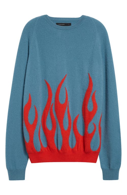 Shop Frenckenberger X Sylvie Fleury Flames Cashmere Crewneck Sweater In Faded Blue/faded Red Flames