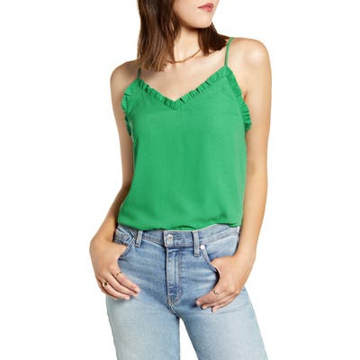 Halogen Ruffle Trim Camisole, Green