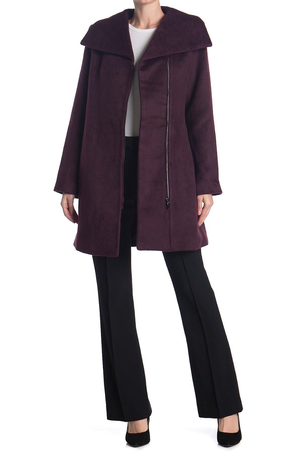 halogen asymmetrical wool blend coat