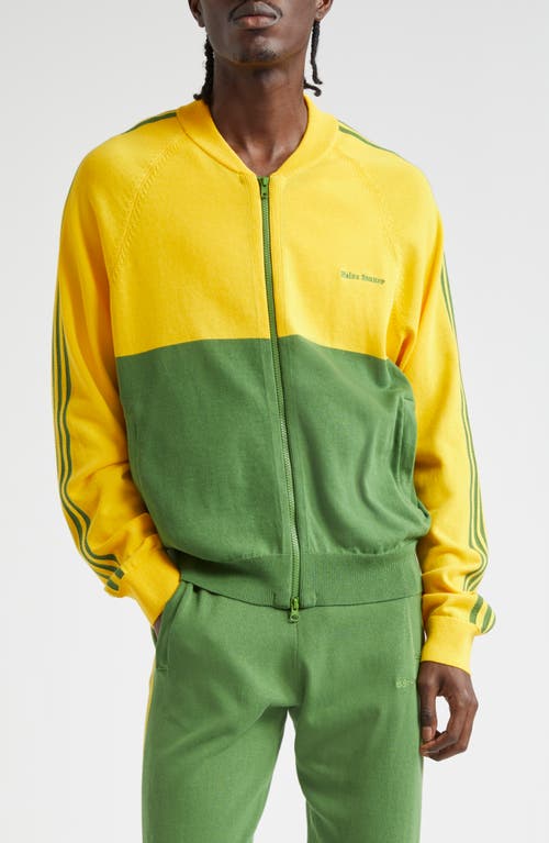 Y-3 X Wales Bonner Colorblock Cotton Bomber Jacket In Green