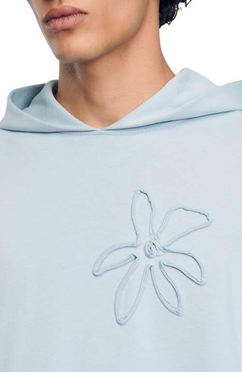 Shop Sandro Floral Hoodie In Baby Blue