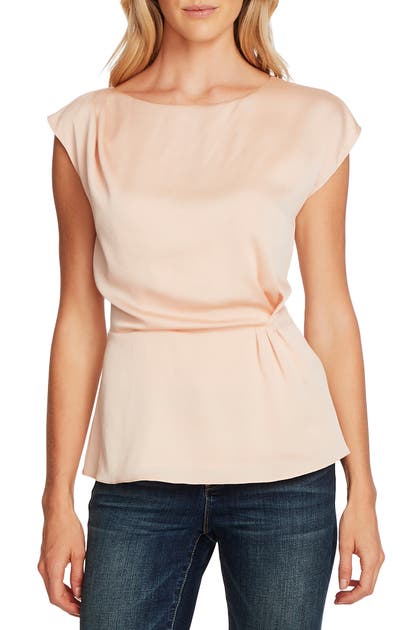 Vince Camuto Extended-shoulder Cinched-waist Blouse In Apricot Cream