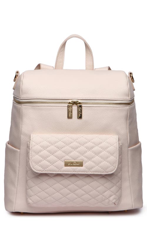 Monaco Faux Leather Diaper Backpack in Pastel Pink