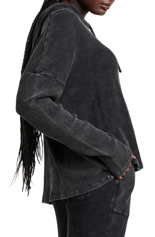 Splendid Jaime Thermal Hoodie In Black Wash