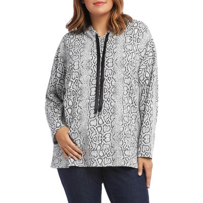 Plus Size Karen Kane Snake Jacquard Hooded Sweatshirt, Grey
