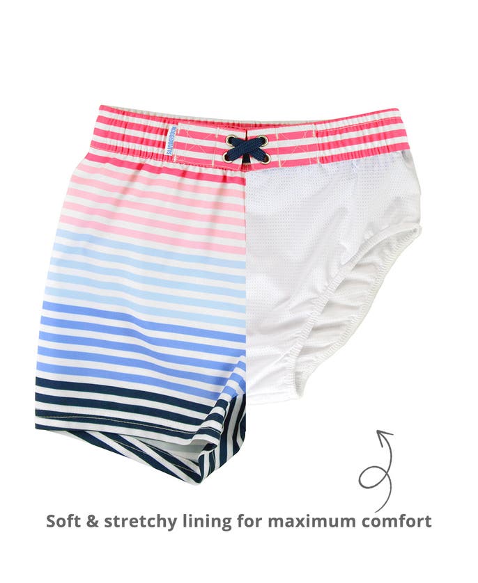 Ruggedbutts Kids' Ocean Horizon Stripe Swim Trunks In Ocean Horizon