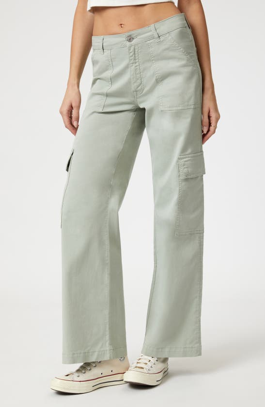 Shop Mavi Jeans Alva Luxe Twill Cargo Pants In Mineral Green