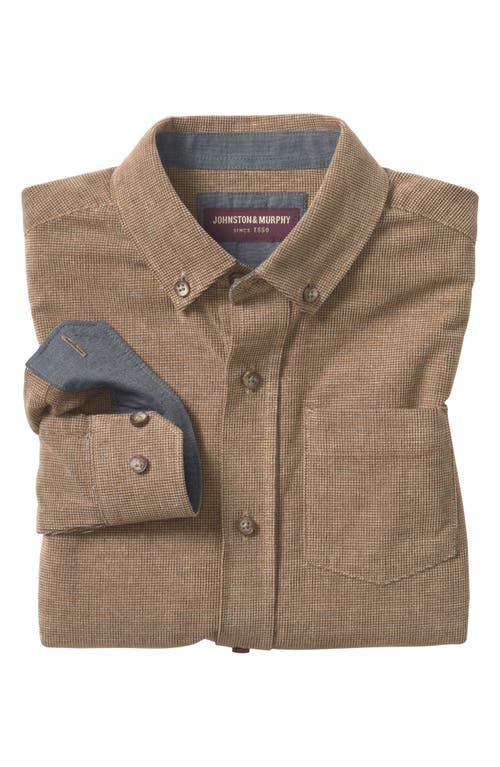 Shop Johnston & Murphy Kids' Textured Corduroy Button-down Shirt In Brown