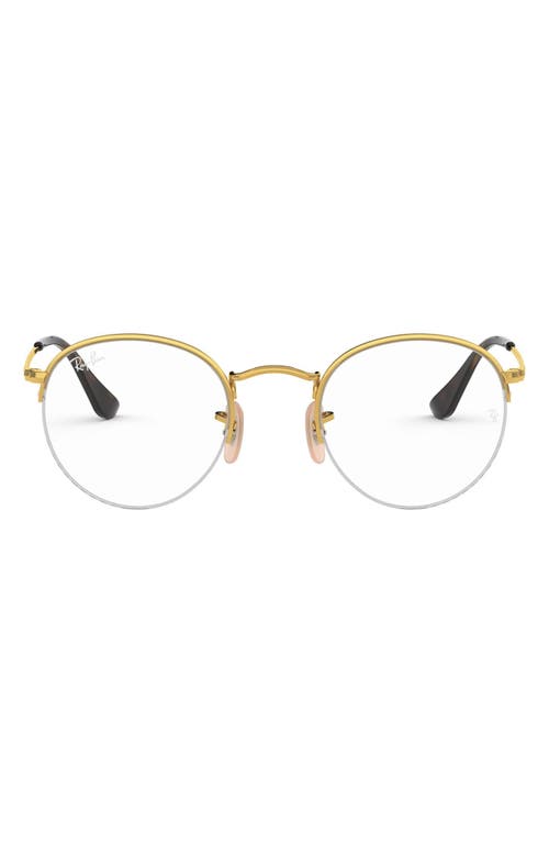 Ray-Ban 48mm Round Blue Light Blocking Filtering Glasses in Gold at Nordstrom