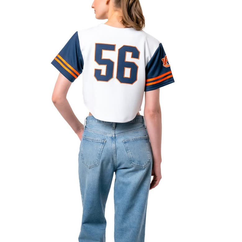 Shop Established & Co. White Auburn Tigers Baseball Jersey Cropped T-shirt