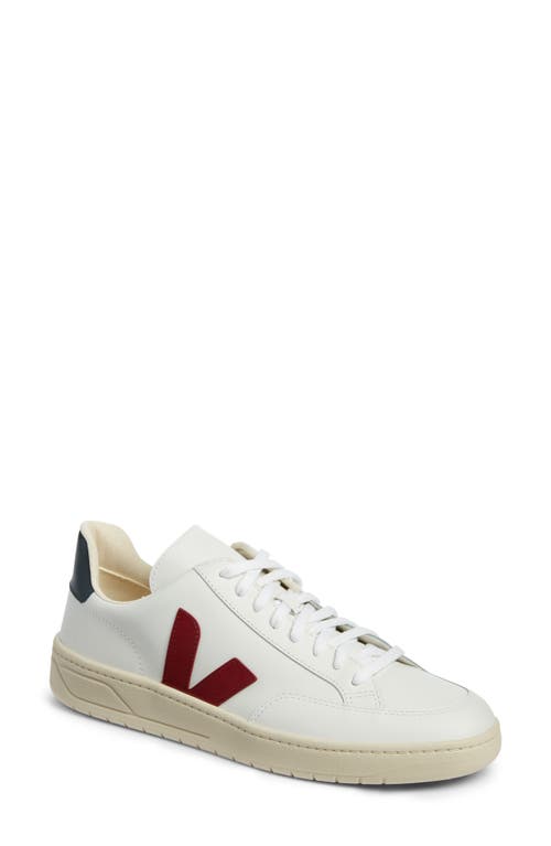 Veja Extra White Marsala And Navy Leather V - 12 Sneakers In Extra White/marsala/nautico