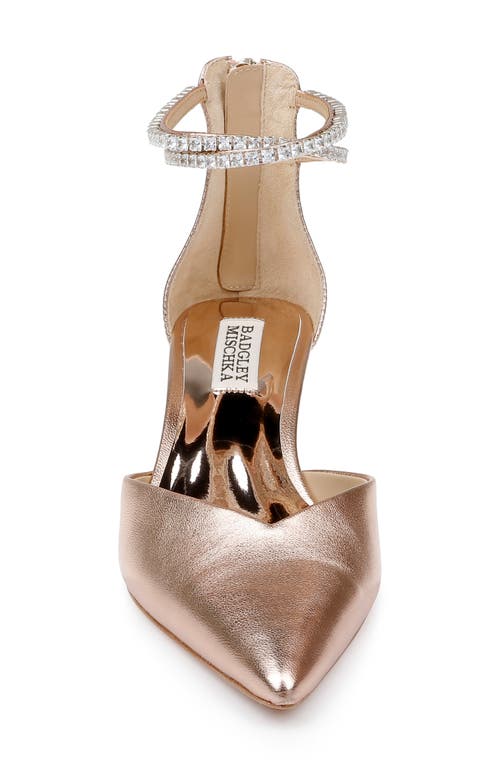 Badgley Mischka Lilibeth Ankle Strap Pointed Toe Pump In Champagne