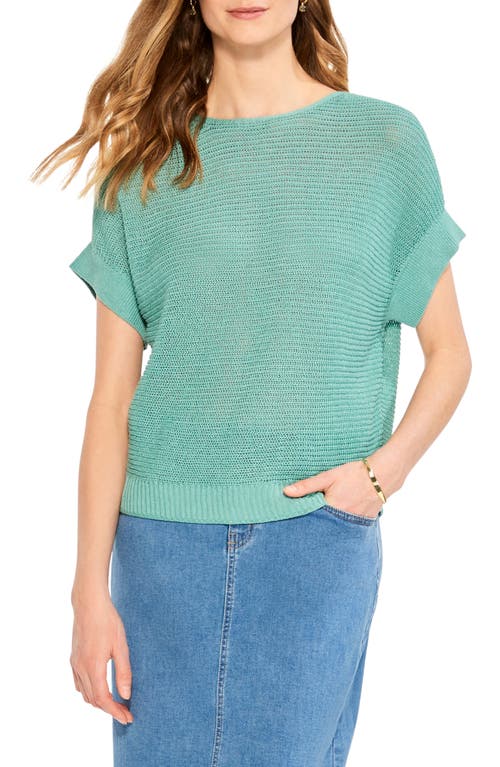 NIC+ZOE Easy Sleeve Linen Blend Sweater in Hazy Aqua