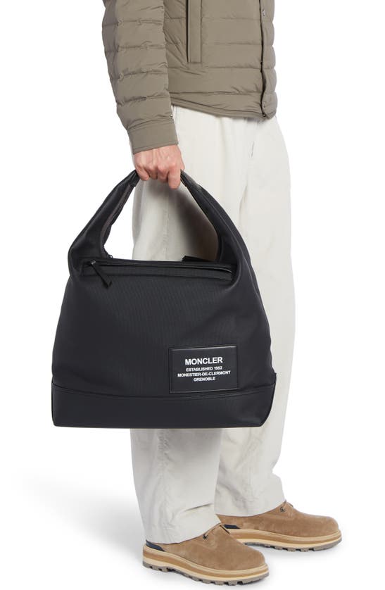 Shop Moncler Nakoa Coated Canvas Tote In Black