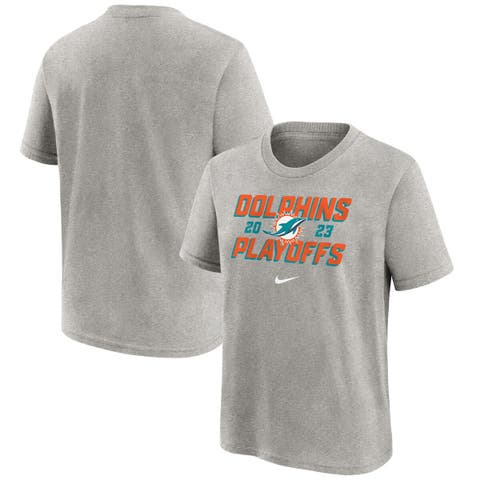 Youth Nike Gray Miami Dolphins 2023 NFL Playoffs Iconic T-Shirt