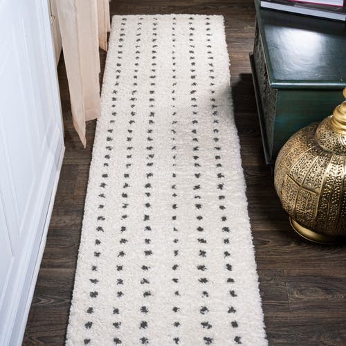 Jonathan Y Pele Modern Geometric Dot Shag Area Rug In White/gray
