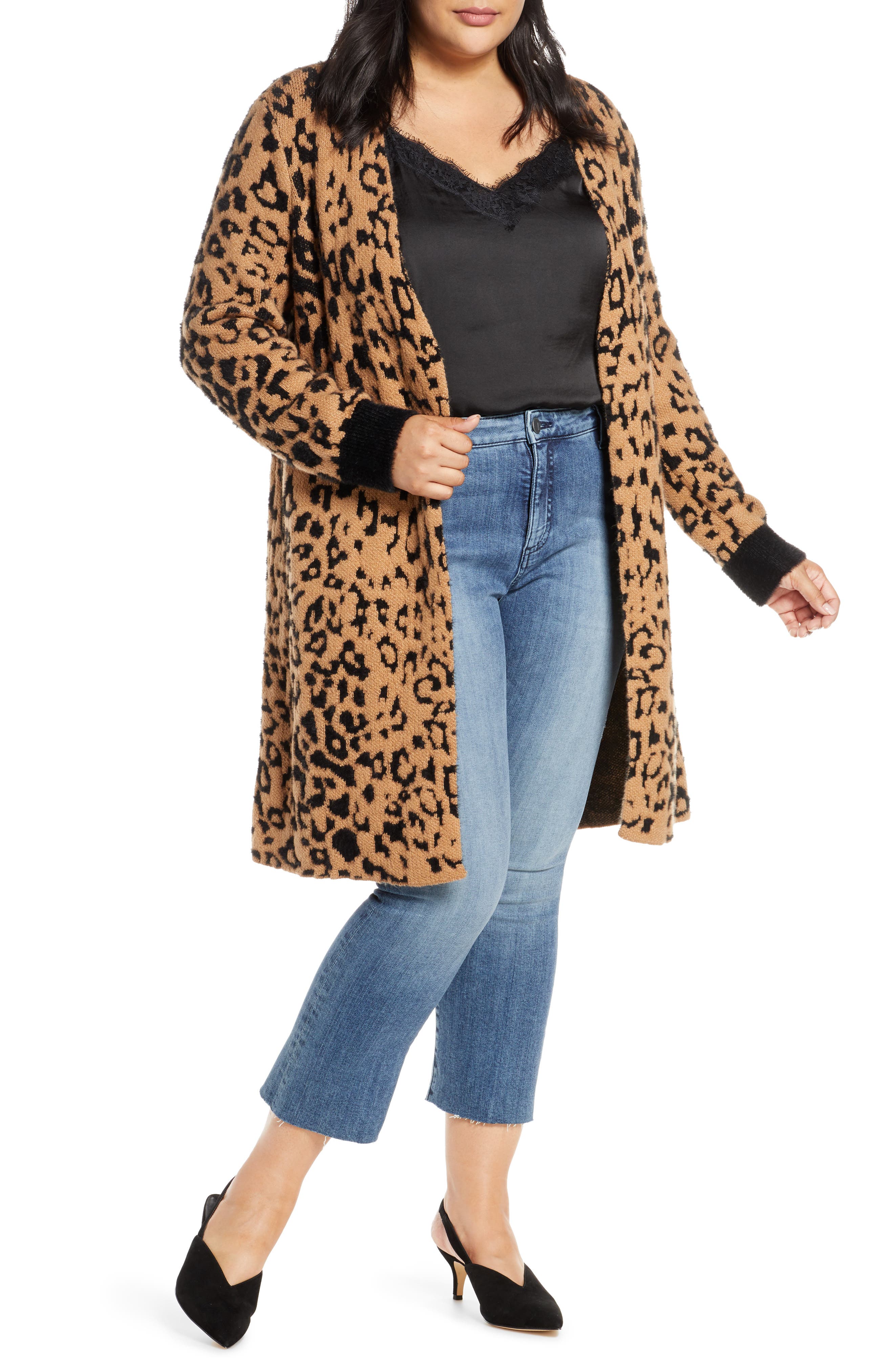 plus size leopard cardigan