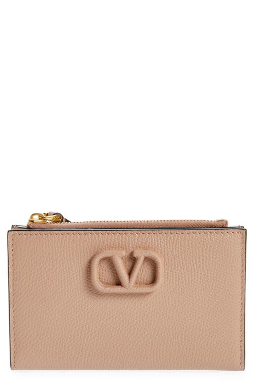 Valentino Garavani VLOGO Leather Card Case in Gf9 Rose Canelle at Nordstrom