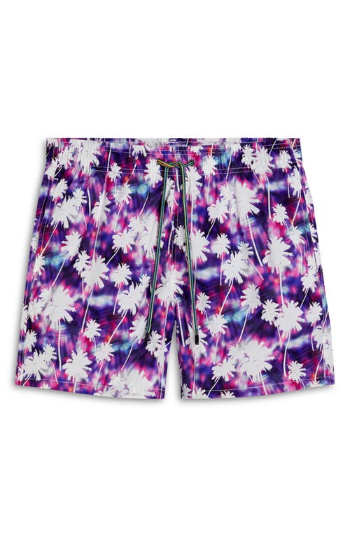 Shop Bugatchi Print Archer Mid Length Swim Trunks In Orchid