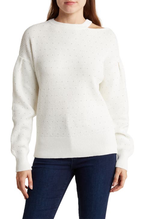 Crystal Embellished Cutout Sweater
