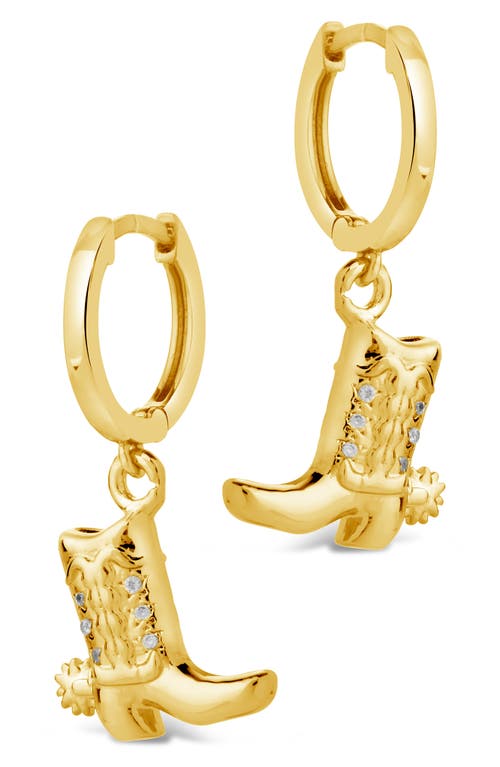 Shop Sterling Forever Loretta Western Boot Drop Huggie Hoop Earrings In Gold