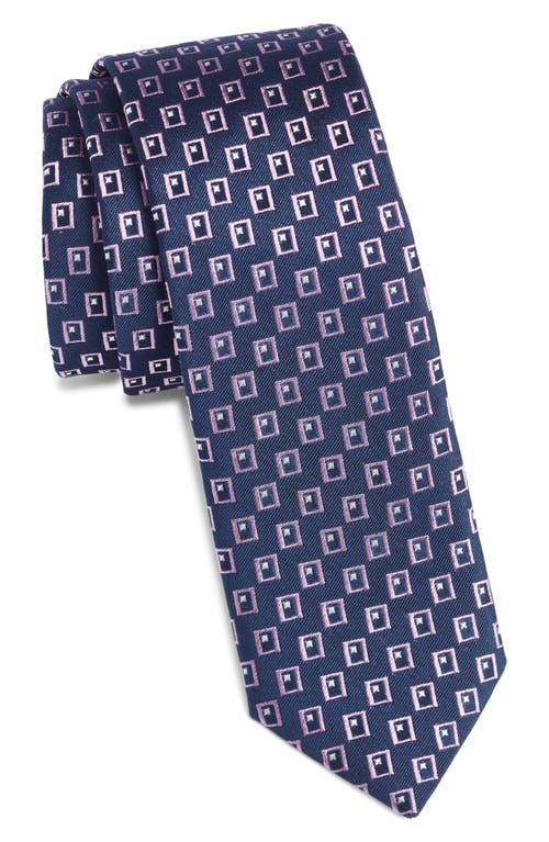 Shop Hugo Boss Boss Embroidered Silk Tie In Dark Purple