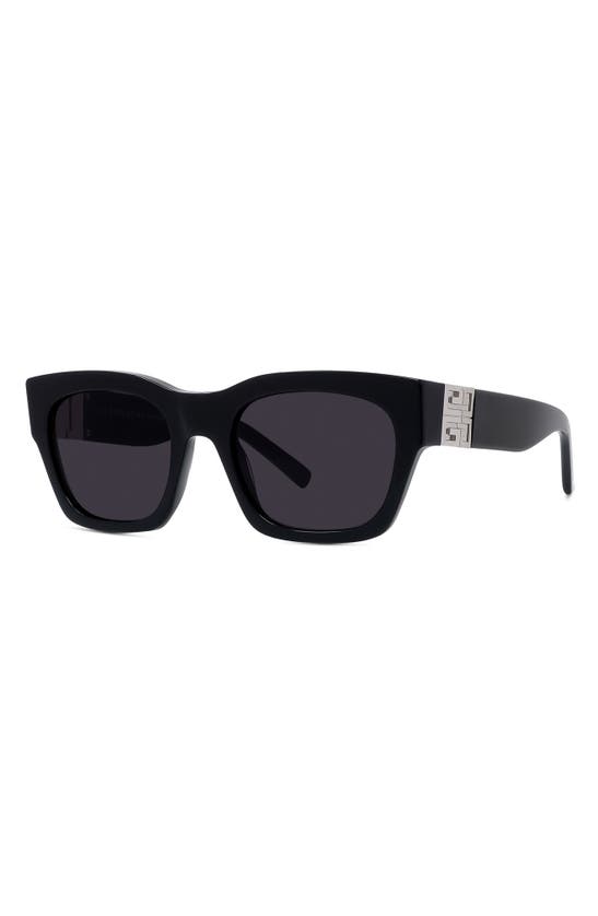 Shop Givenchy 4g 54mm Square Sunglasses In Shiny Black / Smoke