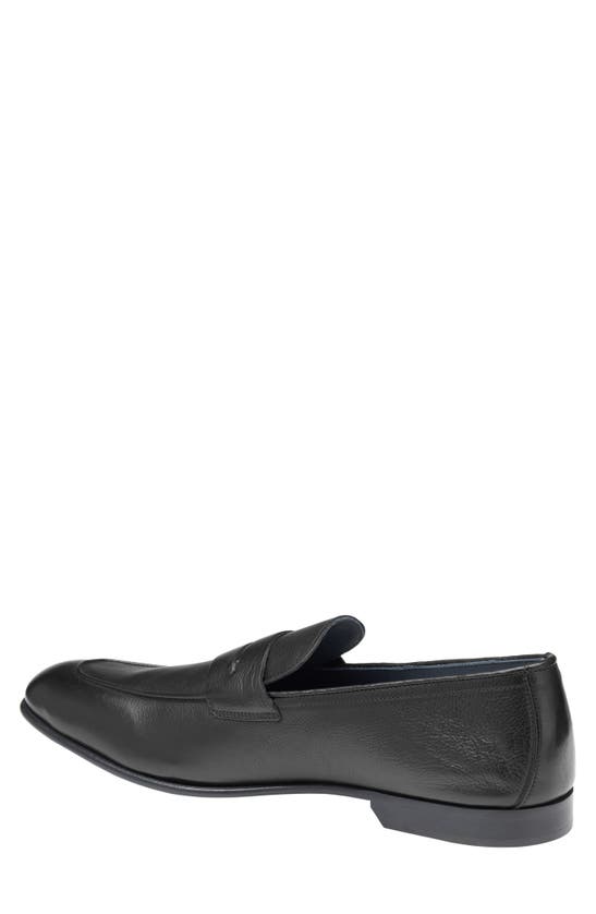 Shop Johnston & Murphy Collection Taylor Moc Toe Penny Loafer In Black Italian Calfskin