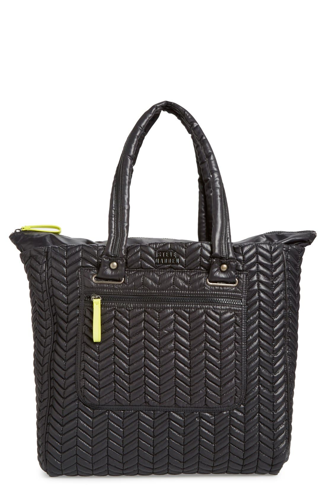 Steve Madden Waterproof Chevron Quilted Nylon Tote Nordstrom