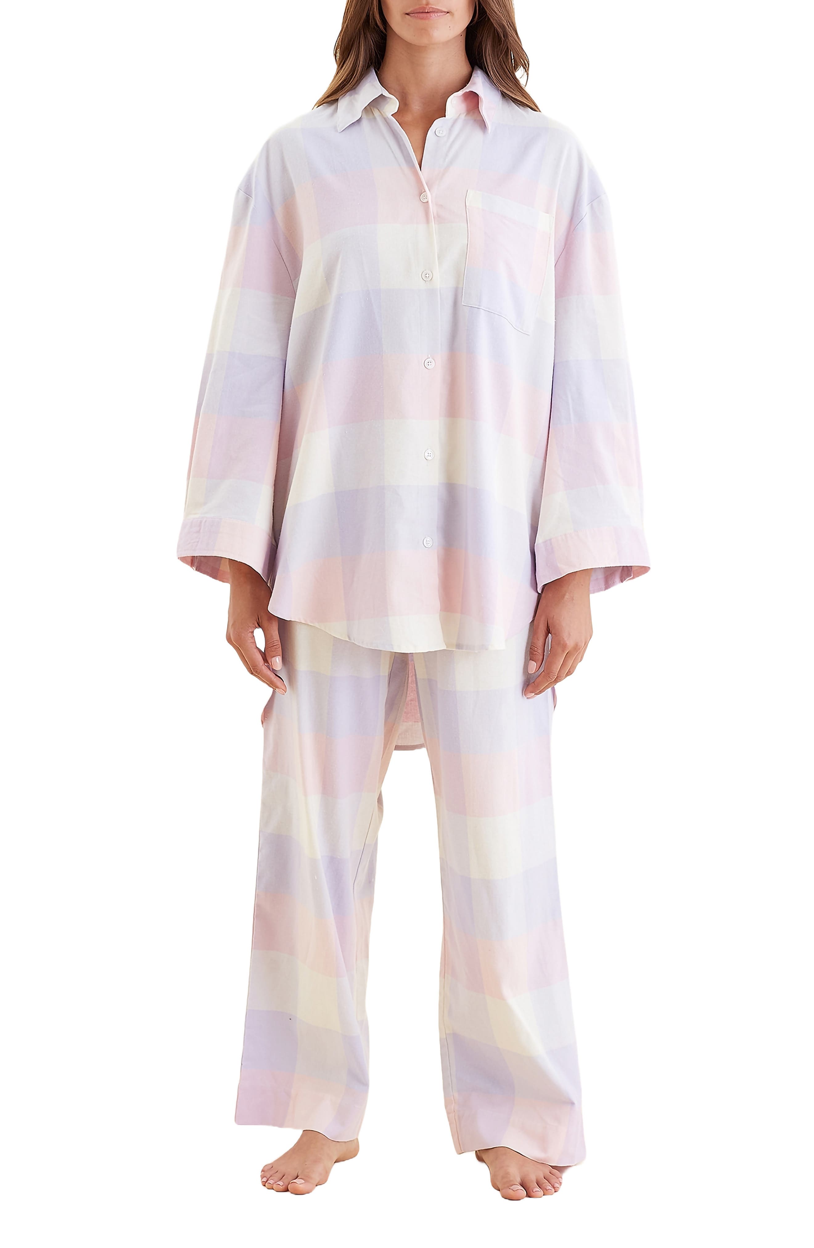 Papinelle Plaid Cotton Pajamas<br /> in Misty Lilac 