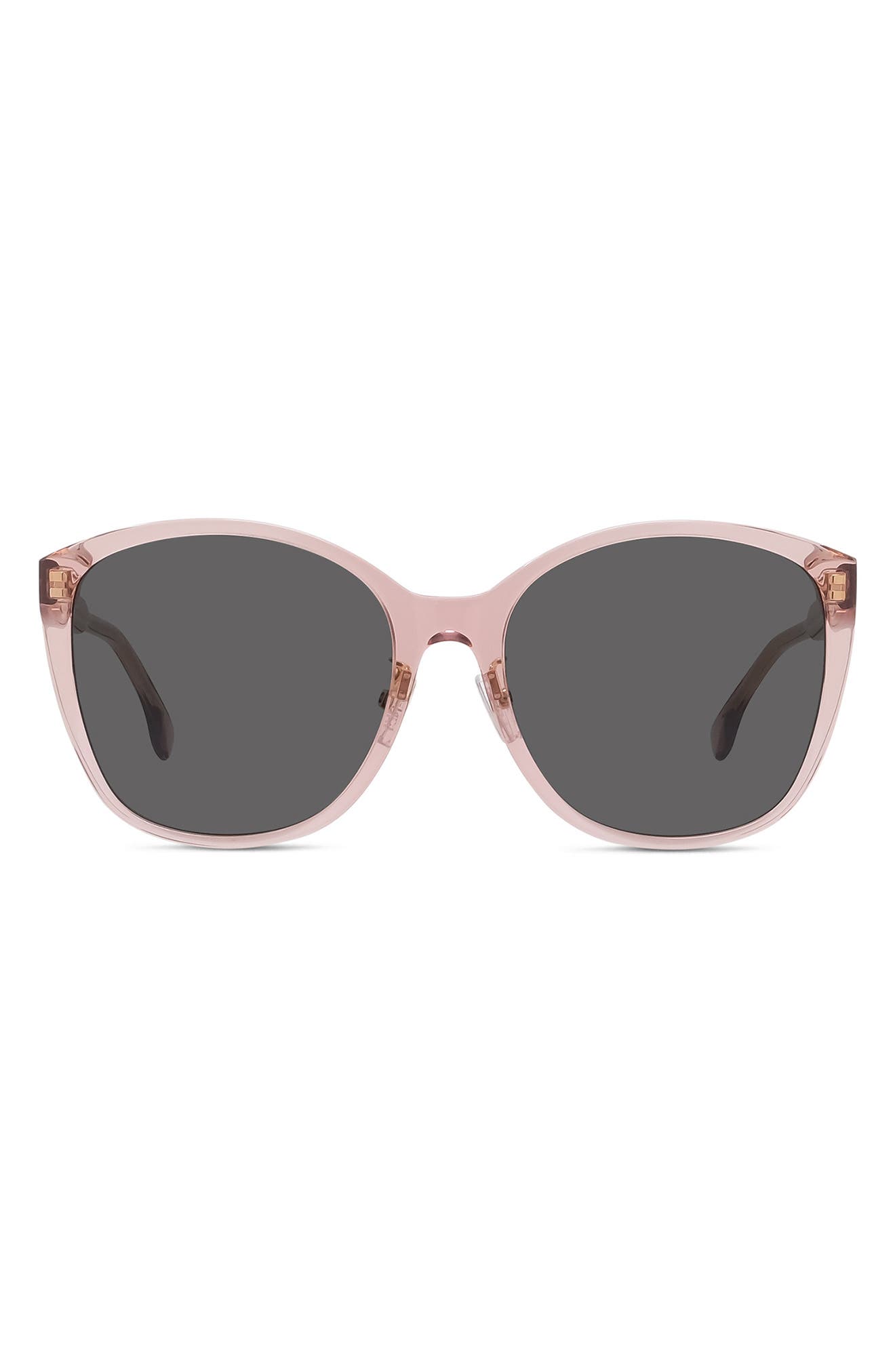 Fendi Fine 53mm Cat Eye Sunglasses in Shiny Pink /Smoke at Nordstrom
