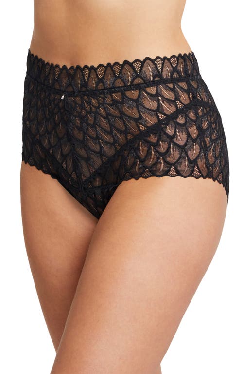 Lacey High Waist Lace Briefs in Black