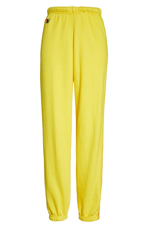 Aviator Nation Stripe Sweatpants In Lemon/yellow Purple