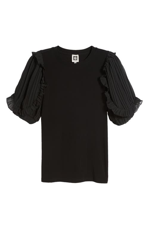 Shop Anne Klein Ruffle Sleeve Knit Top In Anne Black