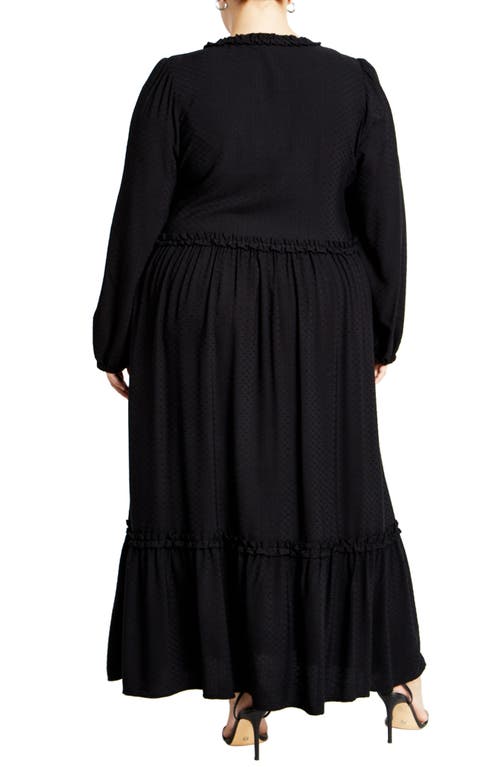 Shop City Chic Gaia Long Sleeve Tiered Maxi Dress In Black