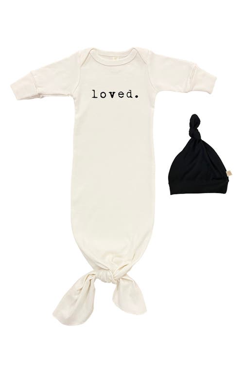 Tenth & Pine Loved Organic Cotton Tie Gown & Hat Set in Natural