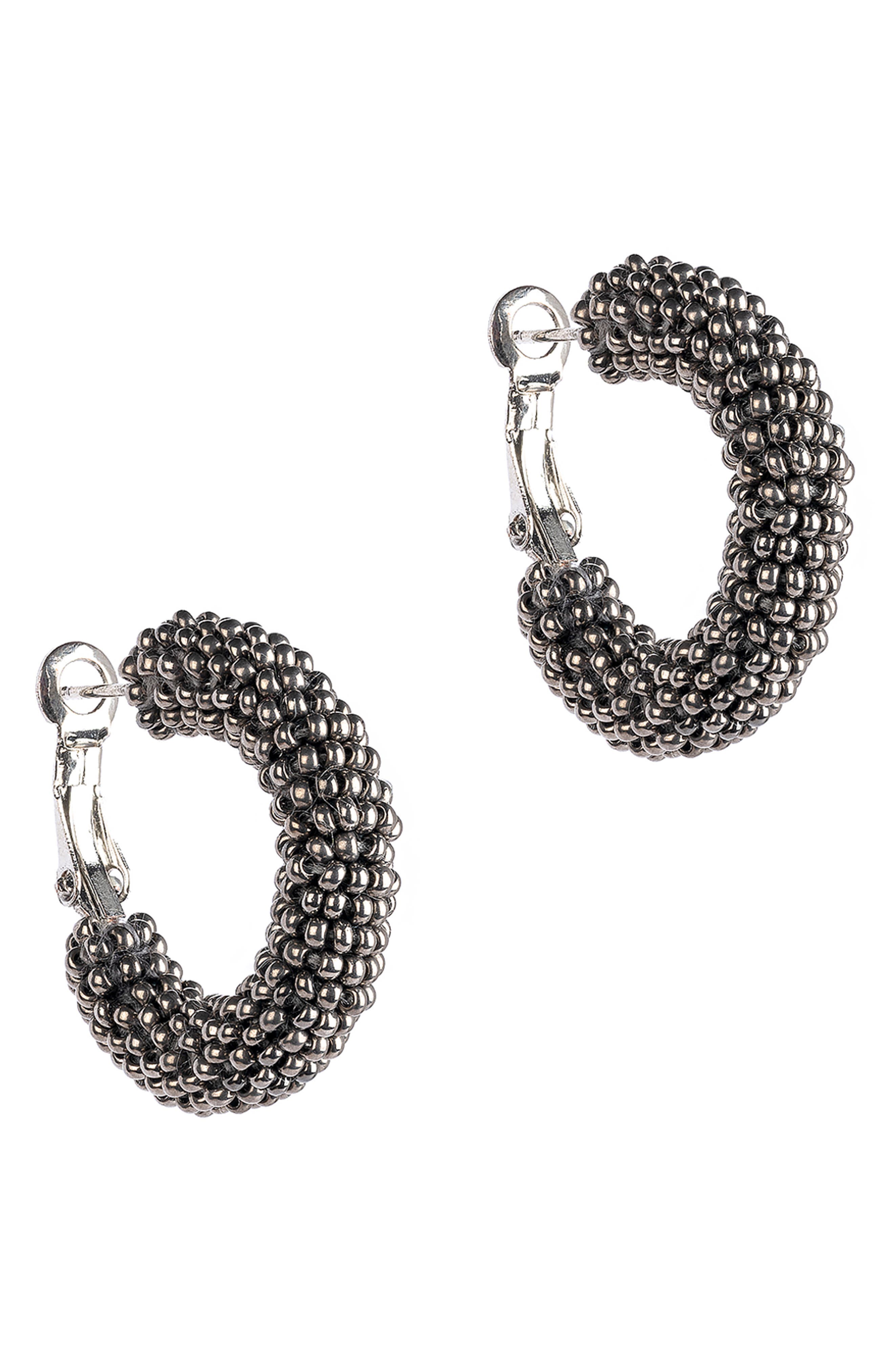 Deepa Gurnani Archie Hoop Earrings in Gunmetal Cover