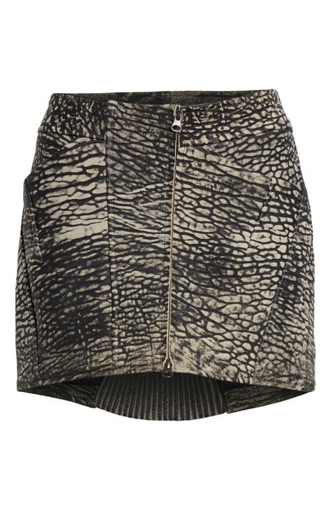 Speckle Lambskin Leather Miniskirt