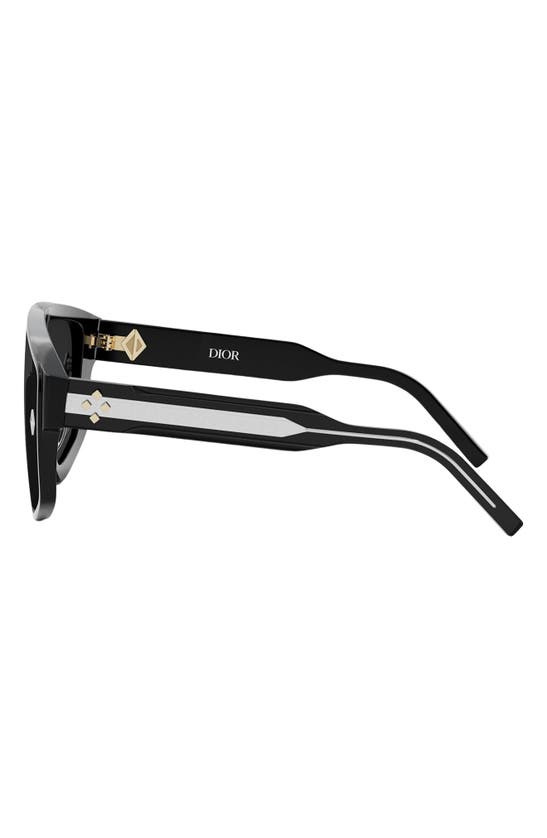 Shop Dior Cd Diamond M1u Mask Sunglasses In Shiny Black / Smoke