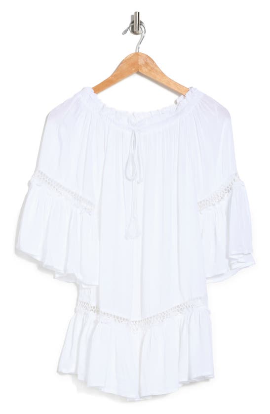 Boho Me Ladder Cutout 3/4 Sleeve Dress In White