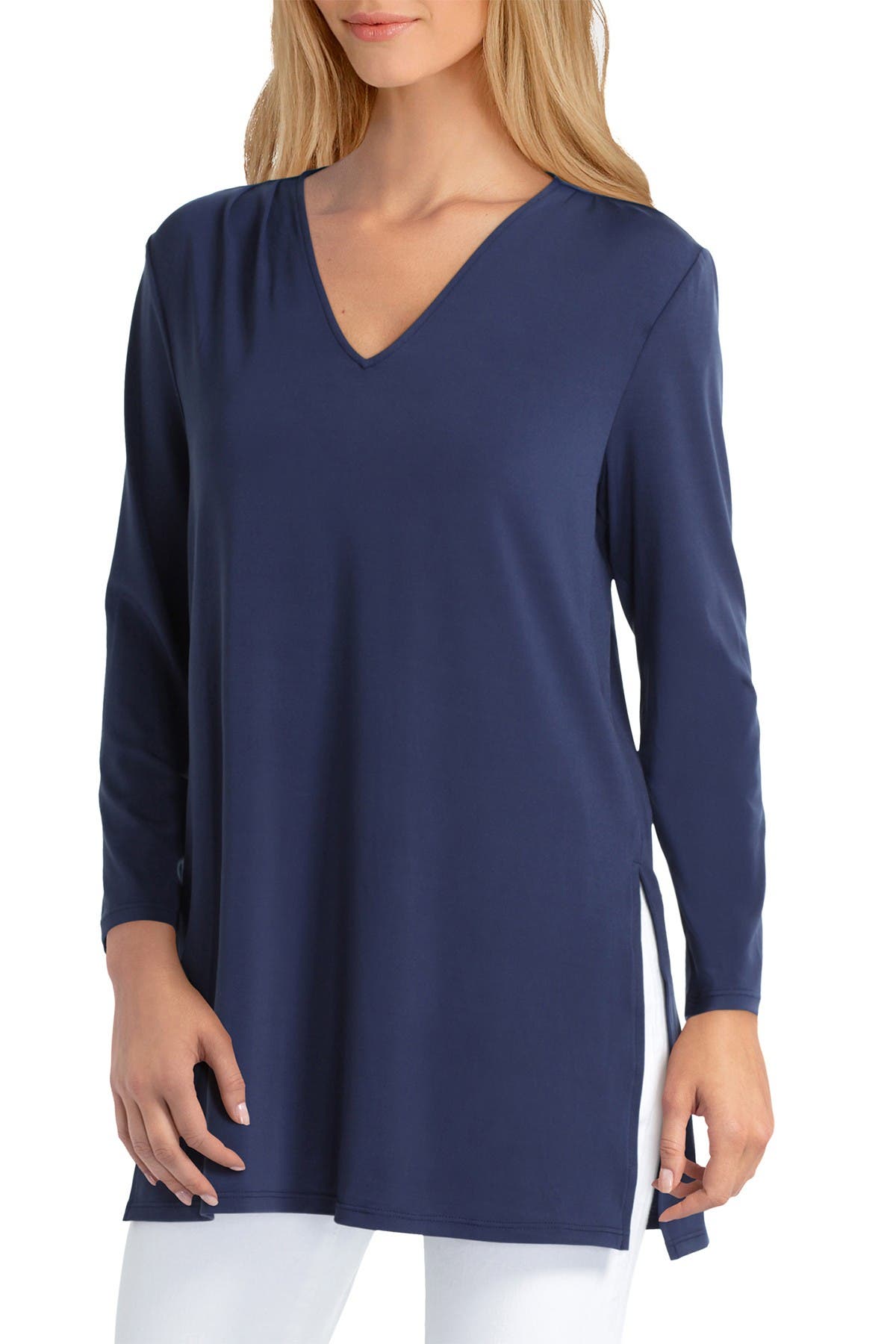 H HALSTON | V-Neck Long Sleeve Tunic Top | Nordstrom Rack