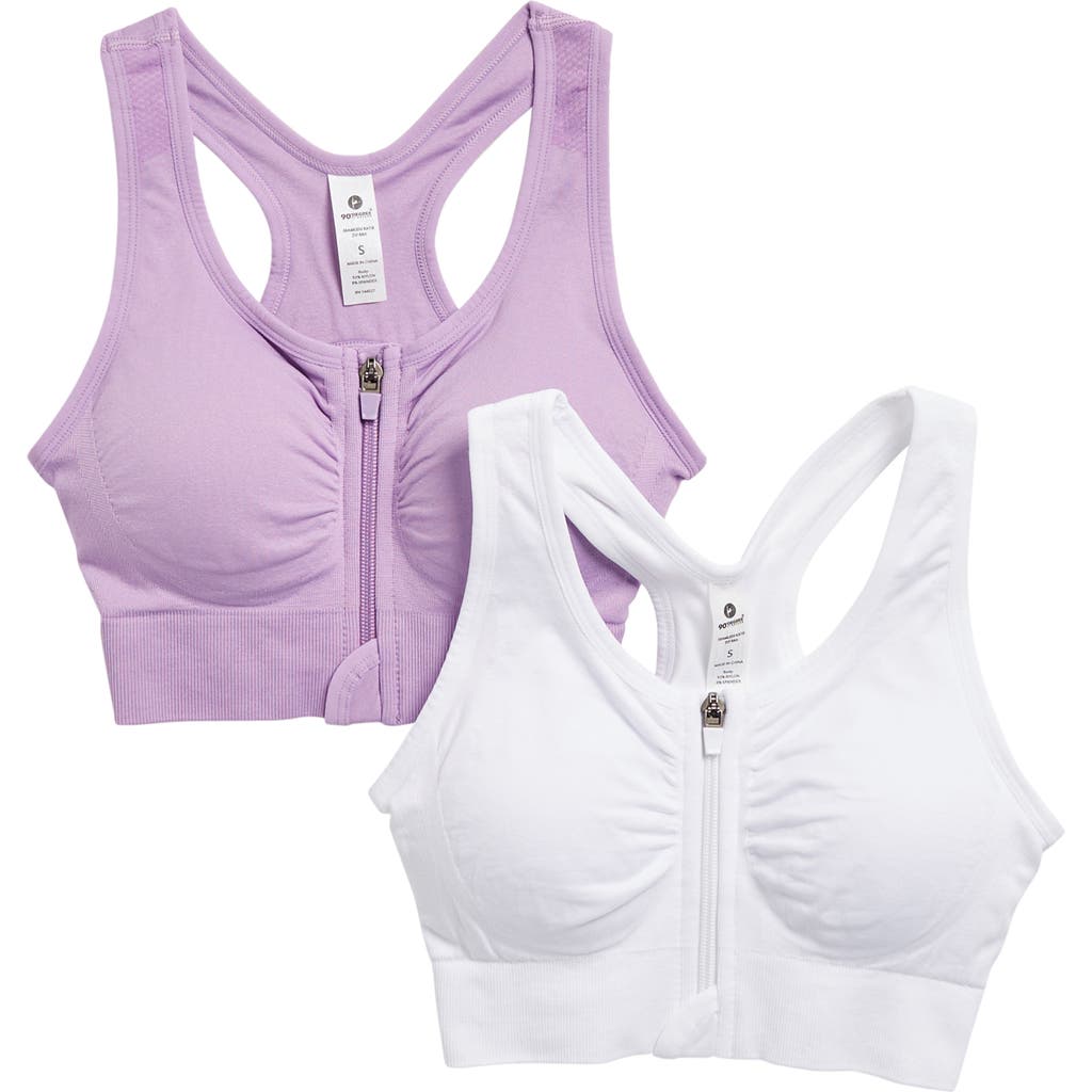 Shop 90 Degree By Reflex Seamless Bra Top In Sheer Lilac/white