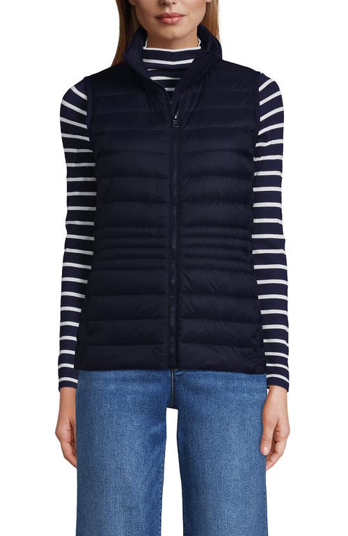 Shop Lands' End Wanderweight Packable Ultralight Down Vest In Deep Sea Navy