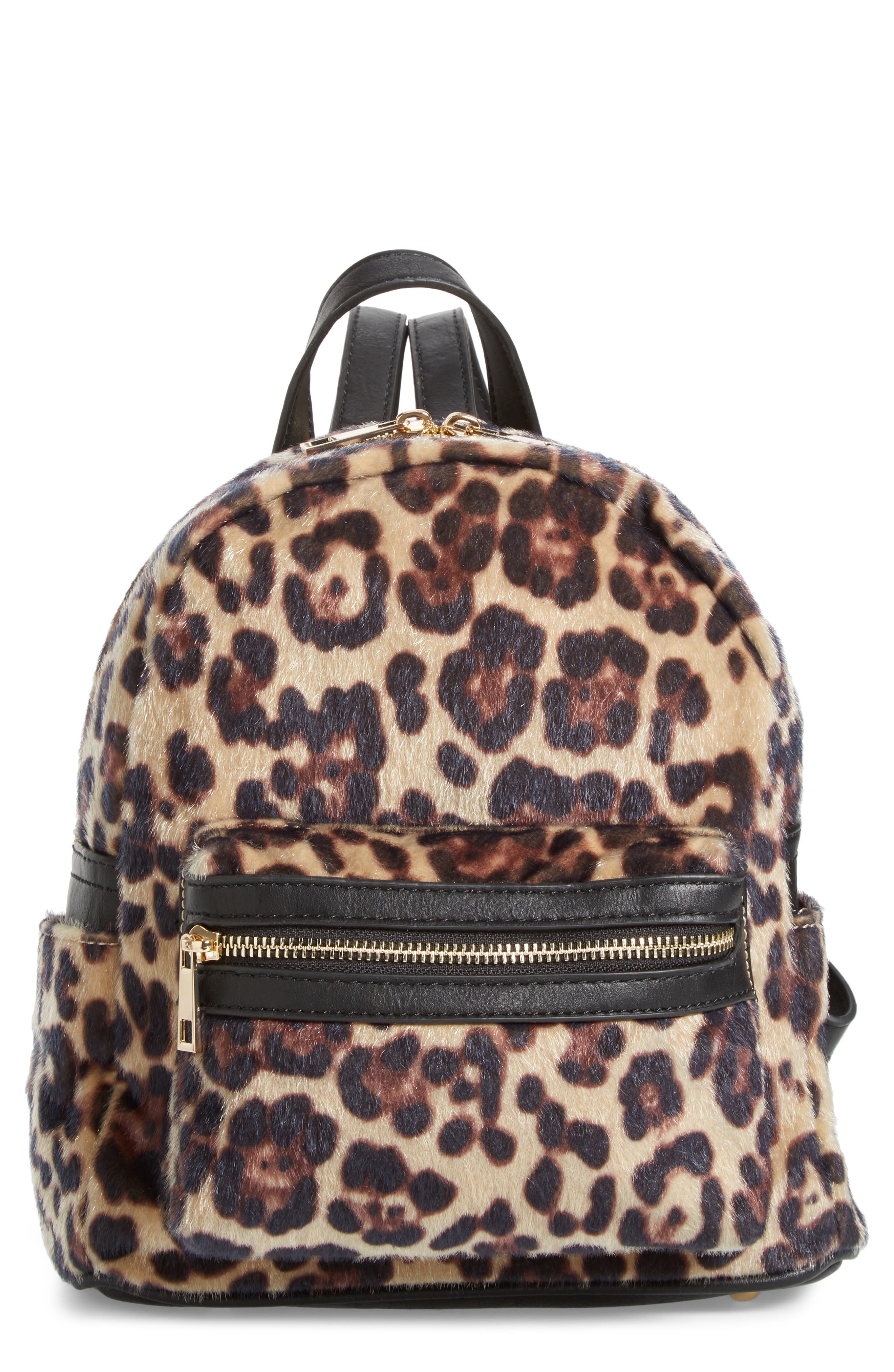 leopard fur backpack